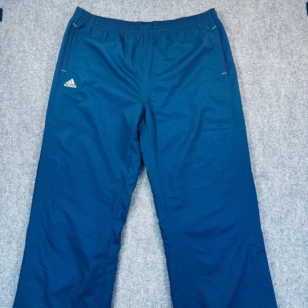 VTG 90s Adidas Mens 2XLT Blue Mesh Lined Track Pants Straight Leg Side Zip 9582Y
